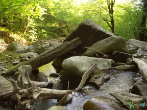 Груда камней на горной реке Свирь